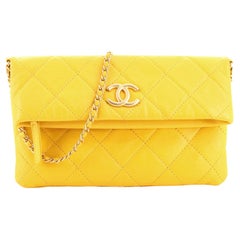 Chanel Fold Over Chain Clutch Quilted Calfskin Small