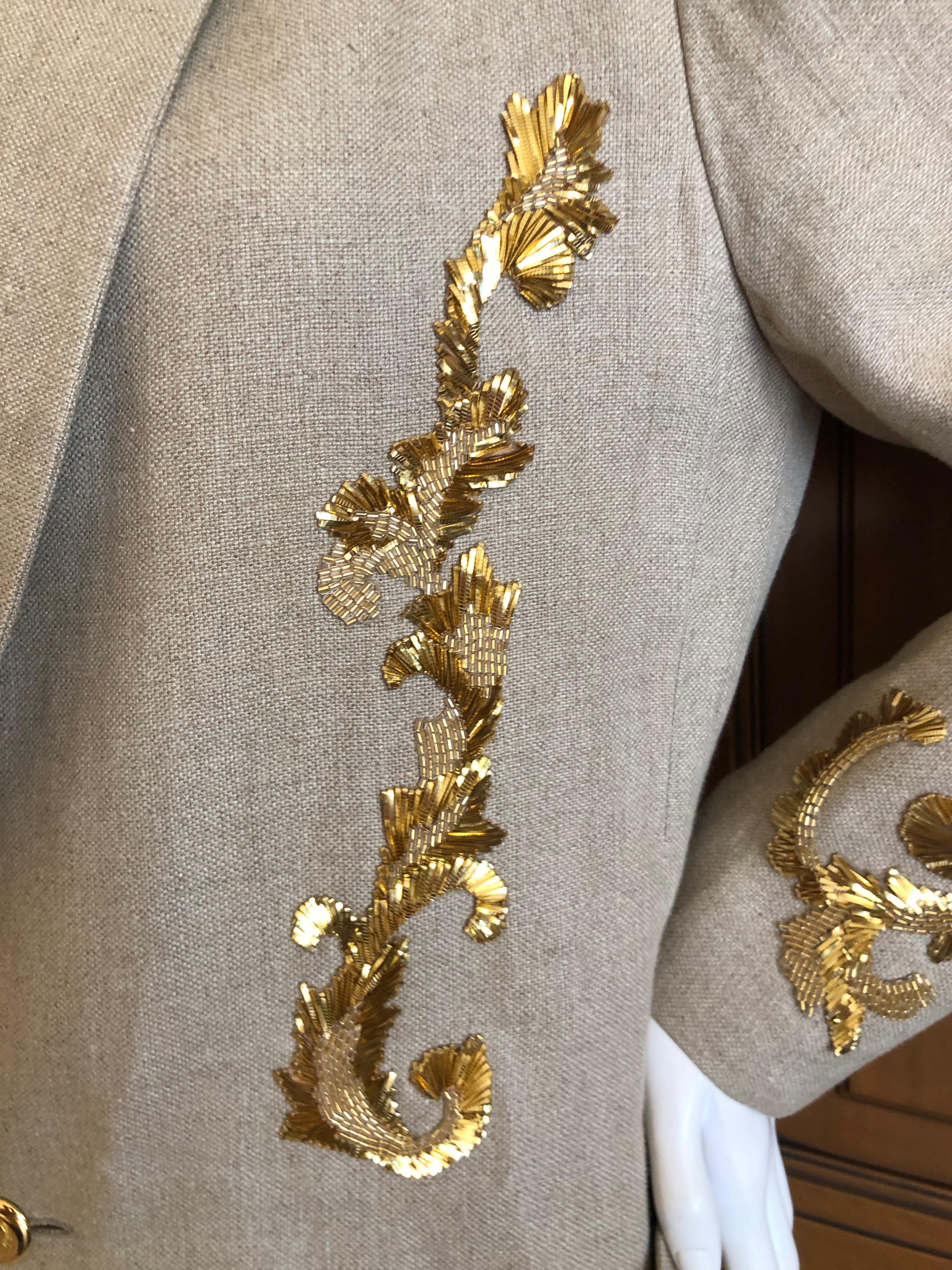 Women's Chanel for Bergdorf Goodman Exquisite Lesage Gold Embellished Linen Jacket