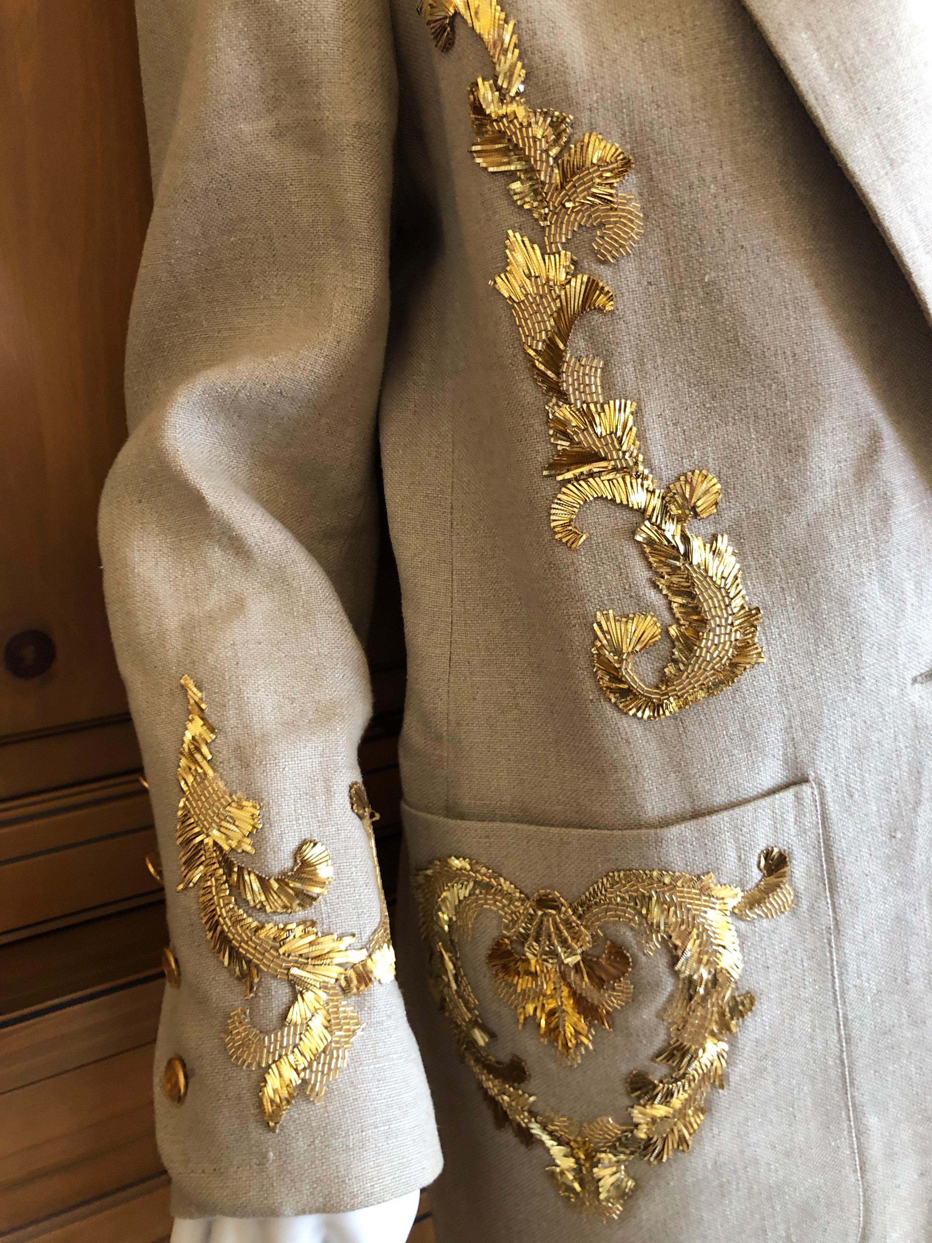 Chanel for Bergdorf Goodman Exquisite Lesage Gold Embellished Linen Jacket 2