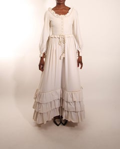 Chanel couture Light Cream Velvet Dress, c. late 1960s