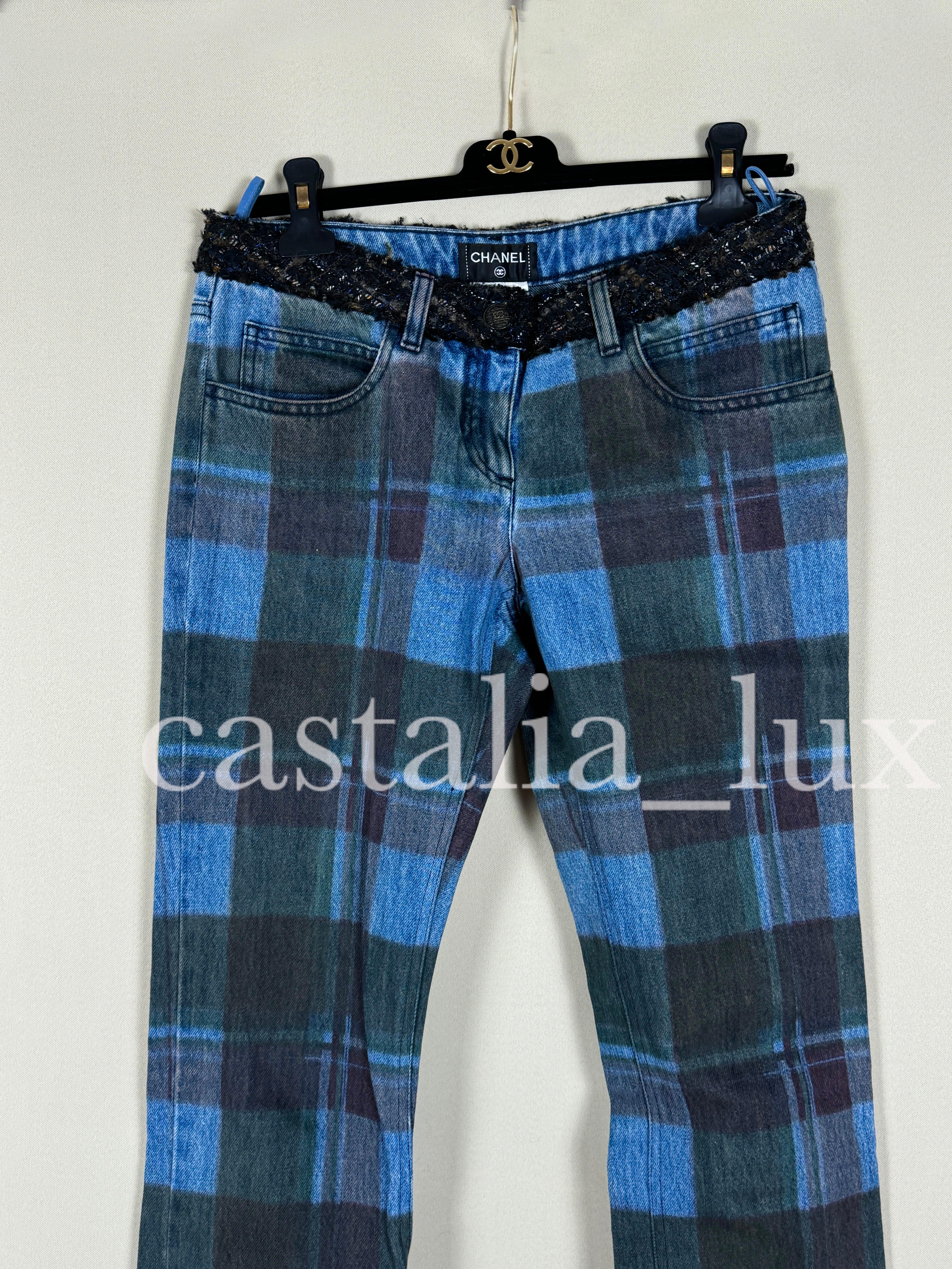 Chanel New Iconic Paris / Edinburgh Runway Tartan Jeans For Sale 3