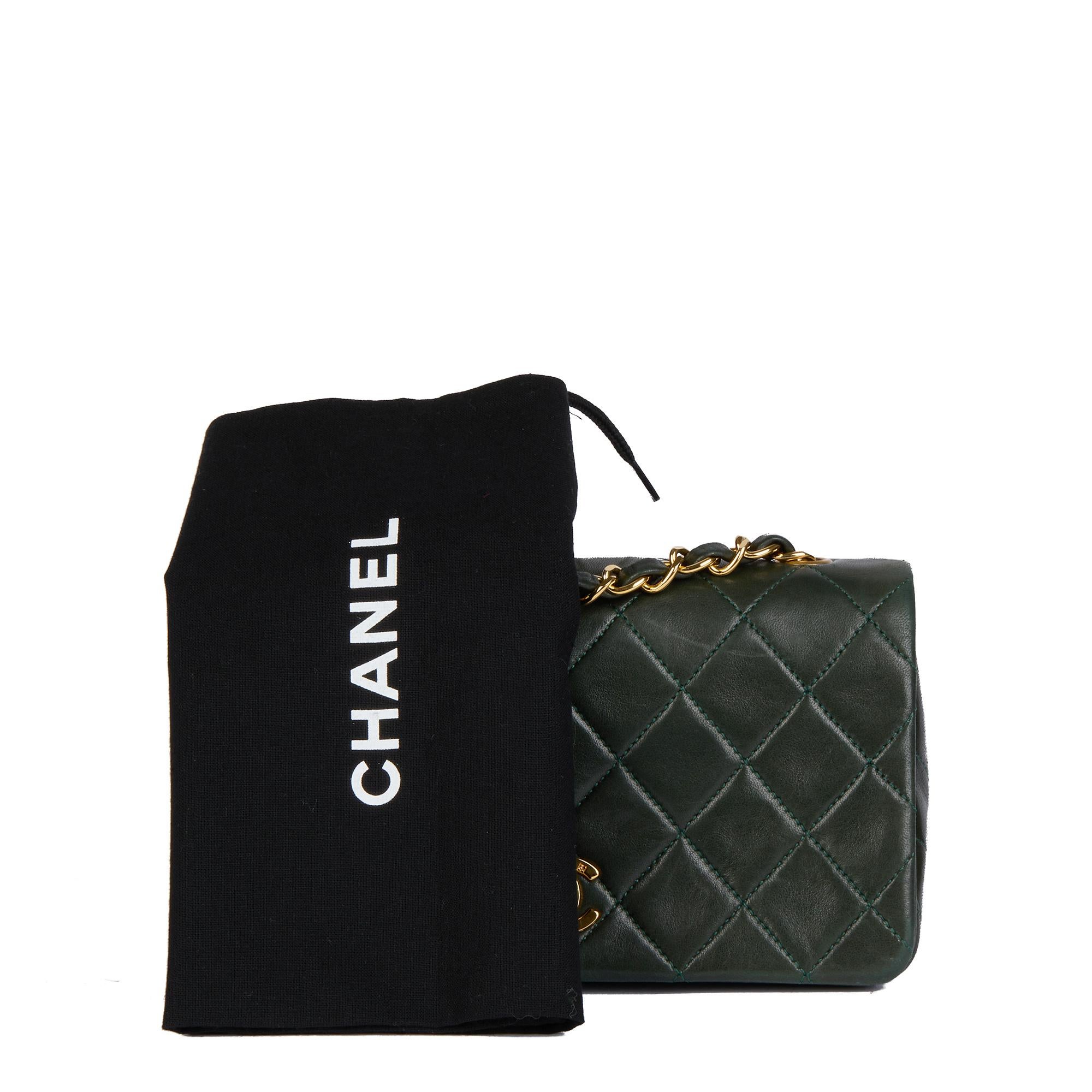 CHANEL Forest Green Quilted Lambskin Vintage Mini Full Flap Bag 5