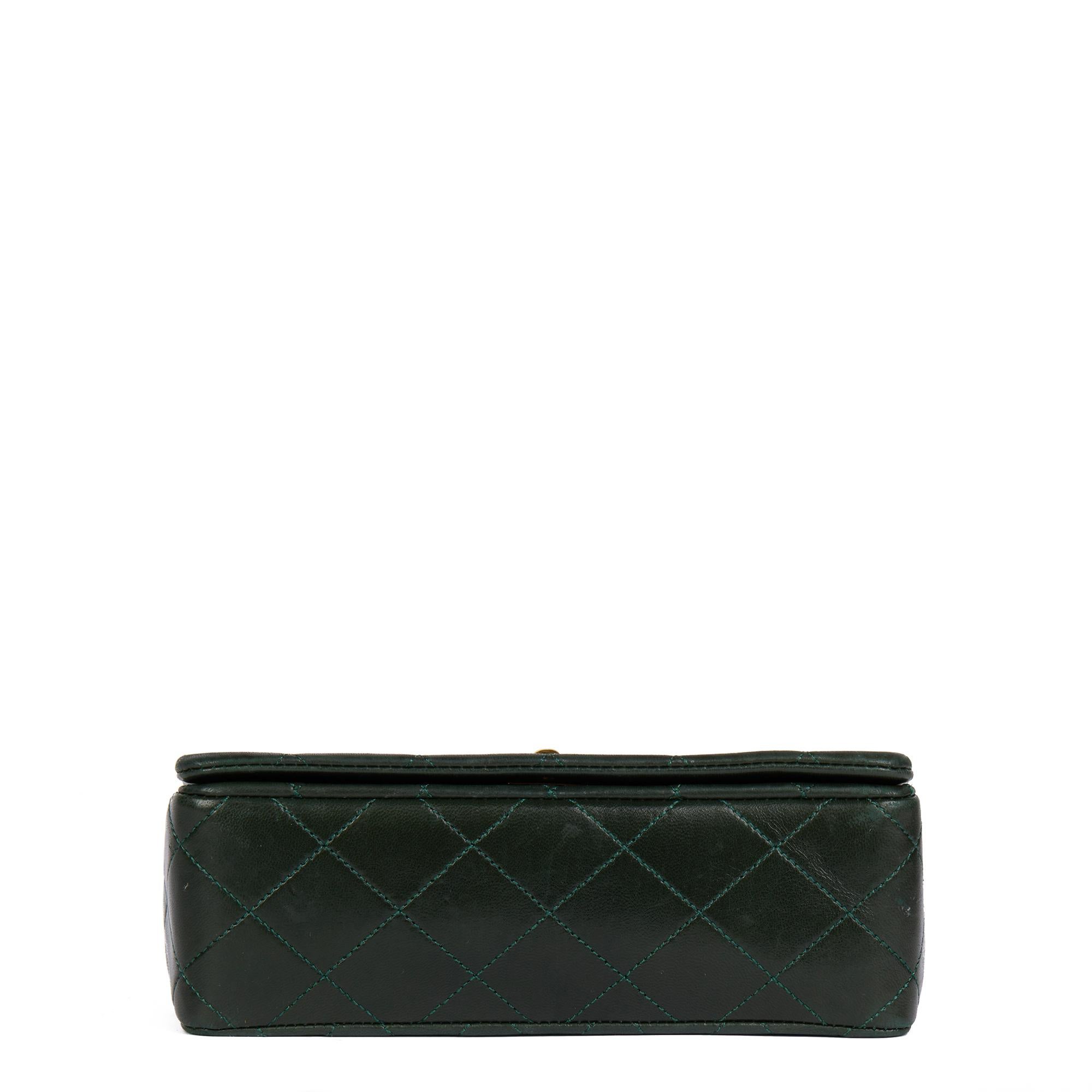 CHANEL Forest Green Quilted Lambskin Vintage Mini Full Flap Bag In Excellent Condition In Bishop's Stortford, Hertfordshire