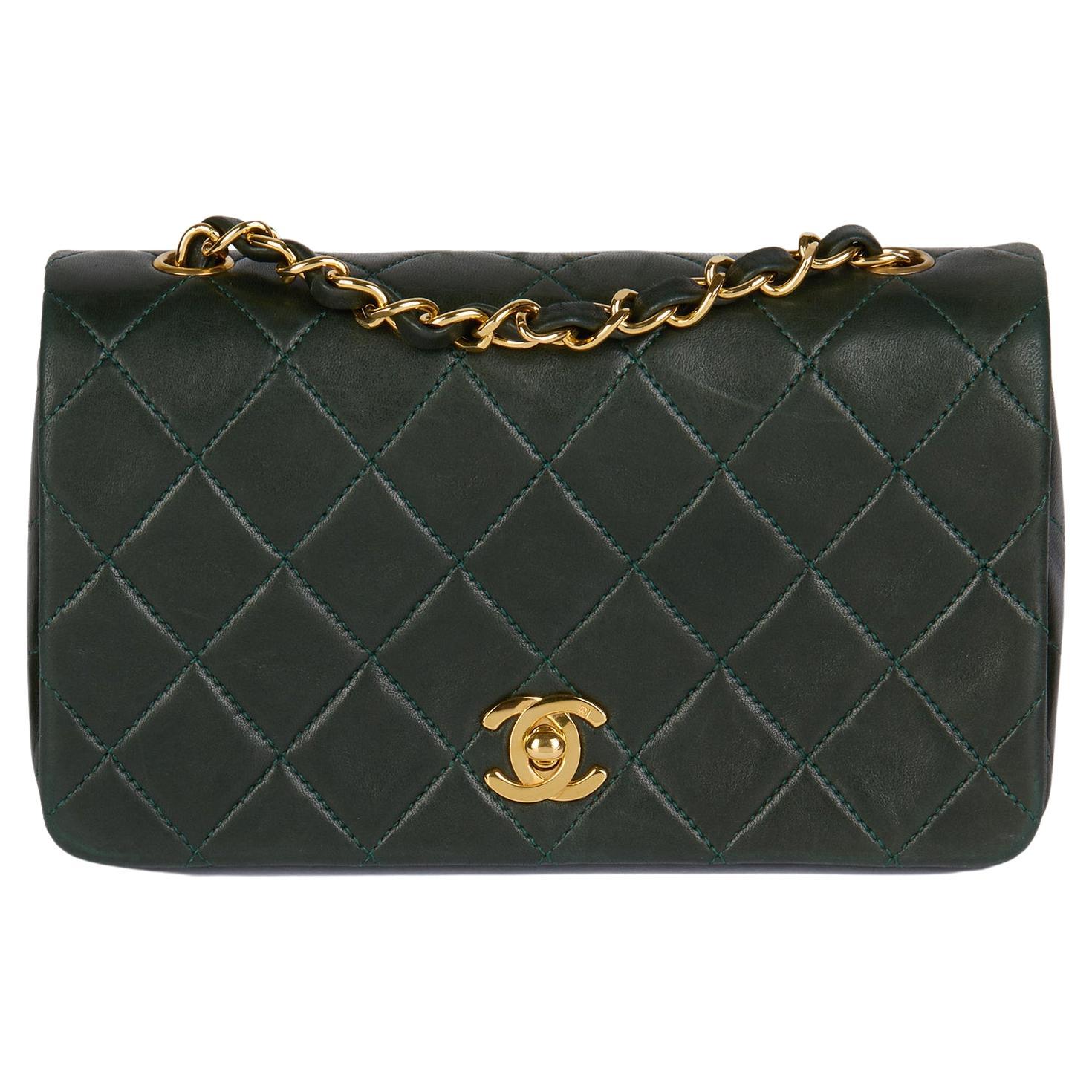 CHANEL Forest Green Quilted Lambskin Vintage Mini Full Flap Bag at 1stDibs