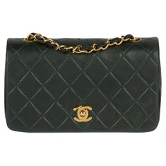 CHANEL Forest Green Quilted Lambskin Vintage Mini Full Flap Bag