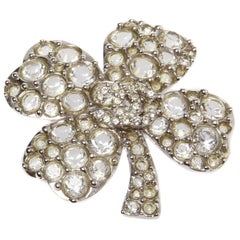 Chanel Four Leaf Clover Brooch with Swarovski Crystals
