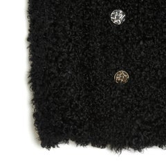Chanel FR36 Black Shearling Pea Coat Jacket