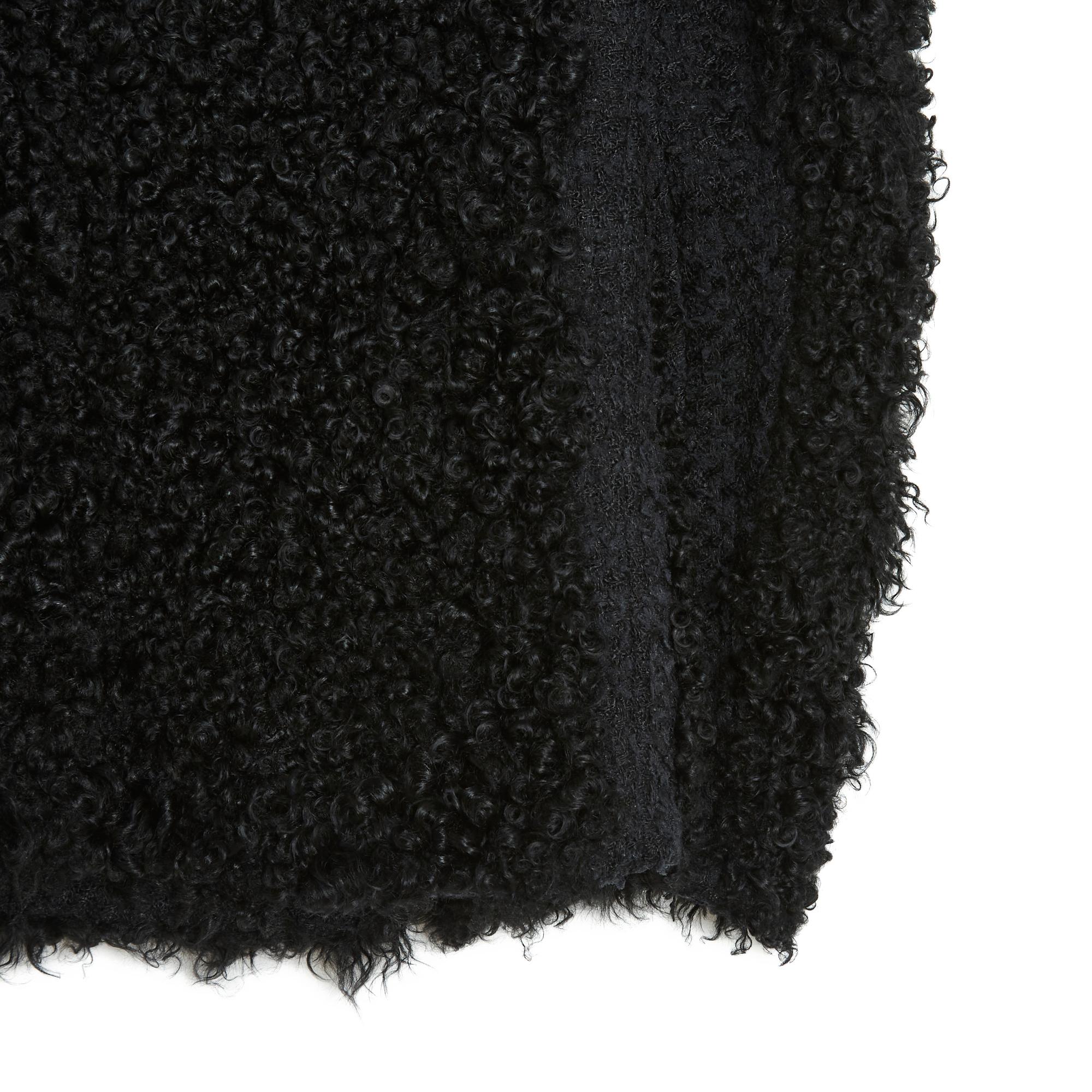 Men's Chanel FR36 Black Shearling Pea Coat Jacket