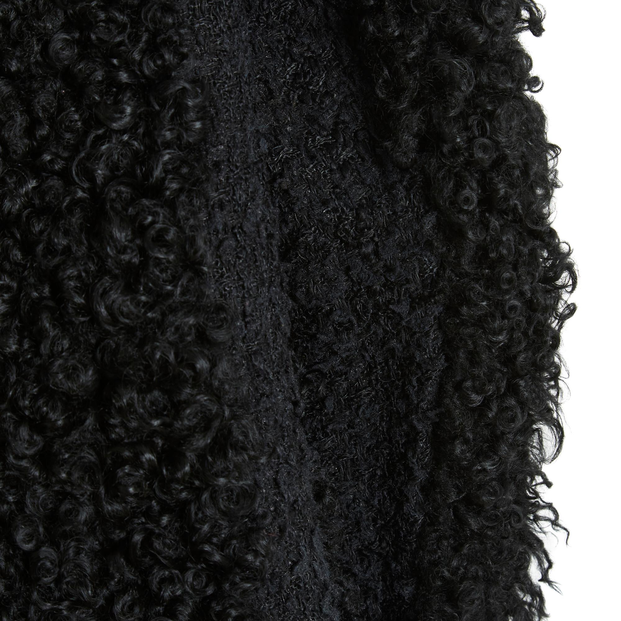 Chanel FR36 Black Shearling Pea Coat Jacket 3