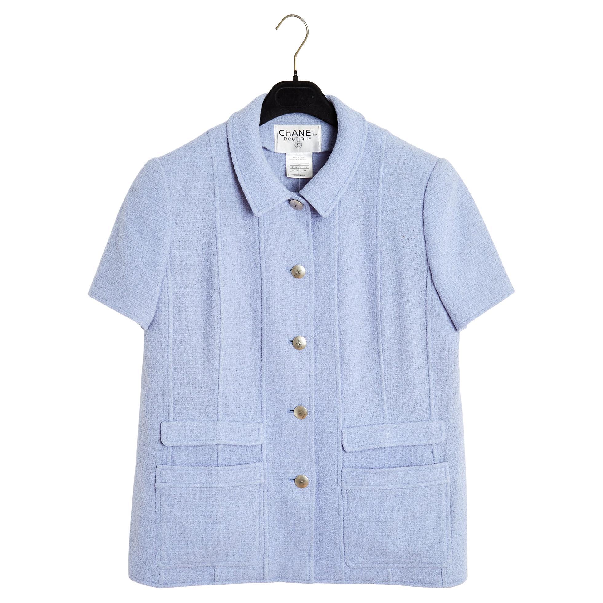 Chanel FR42 Veste Laine Parme PE 1998 SS Mauve Boucle Wool Jacket UK14 US12