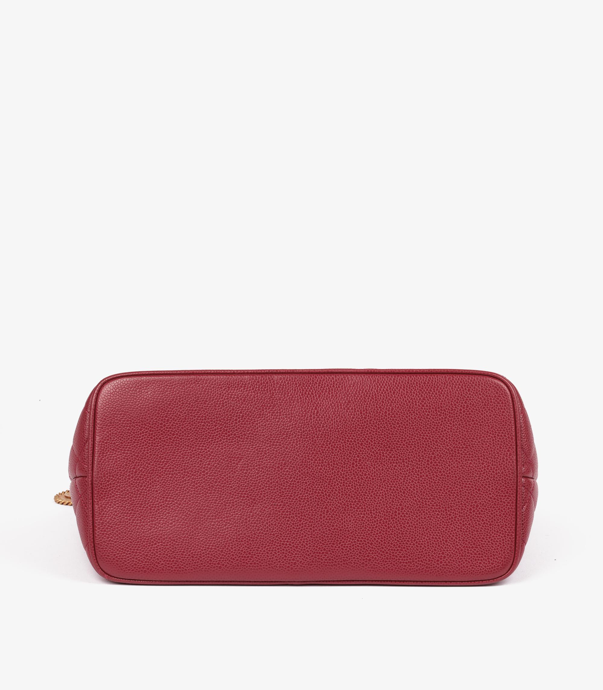 Chanel Framboise Acolchado Piel Caviar Medallón Vintage Tote 1