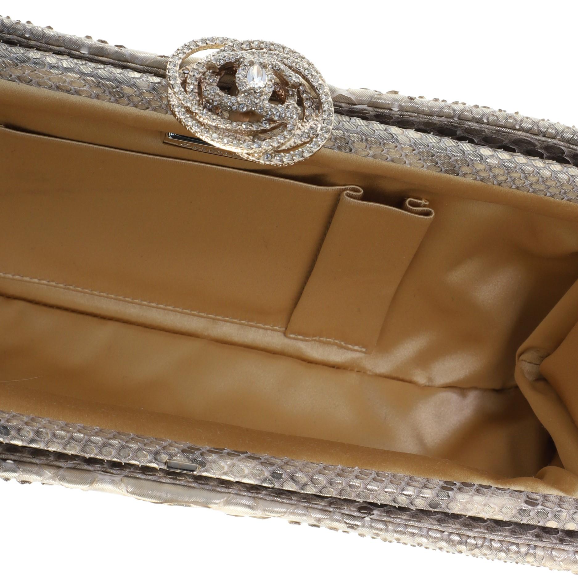 Women's or Men's Chanel Frame Clutch Python with Crystals Medium