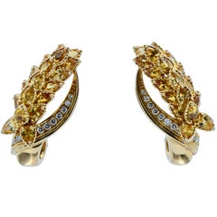 Chanel, French 12 Carat Yellow Sapphire and Diamond Clip-On Earrings