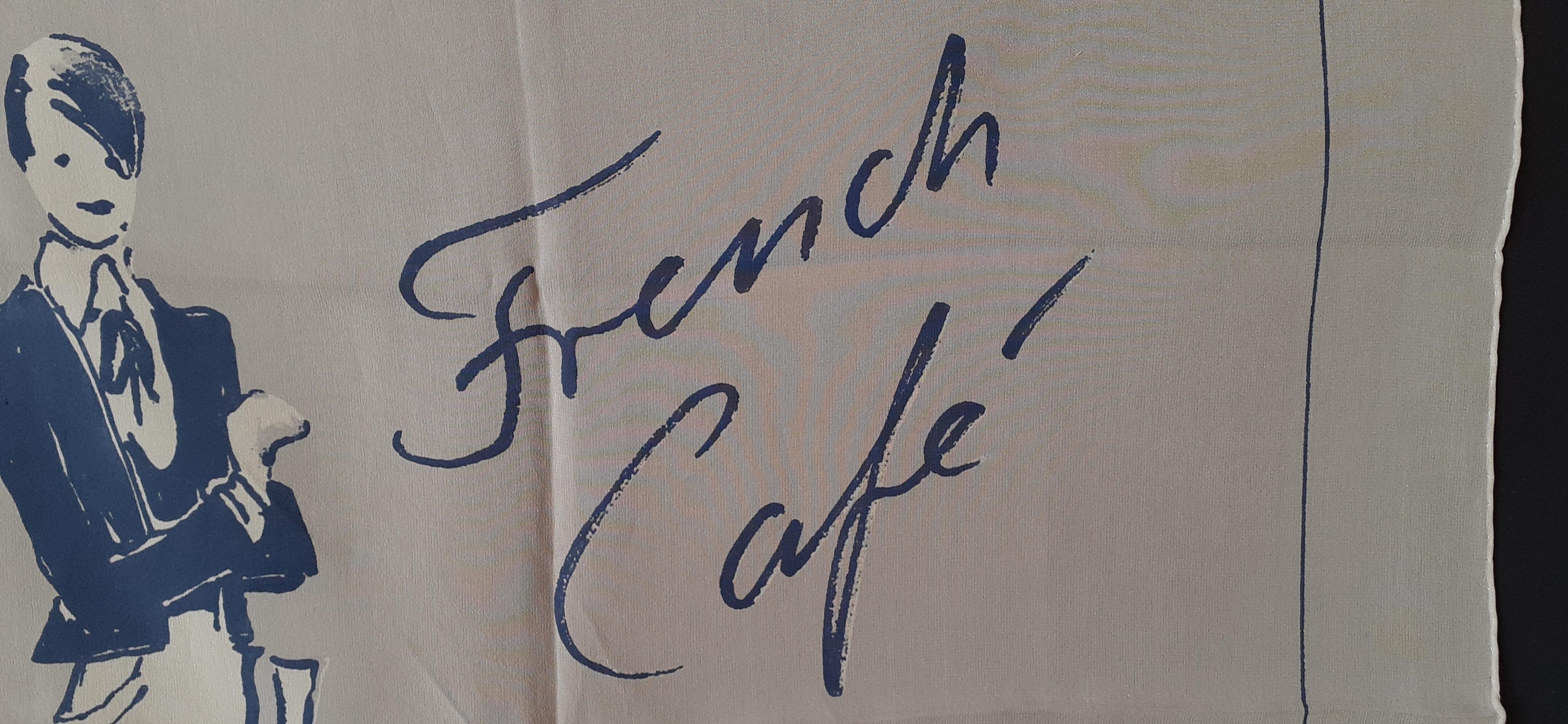 Women's Chanel French Cafe Café Français Chiffon Silk Scarf 58 cm For Sale