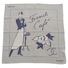 Chanel French Cafe Café Français Chiffon Silk Scarf 58 cm