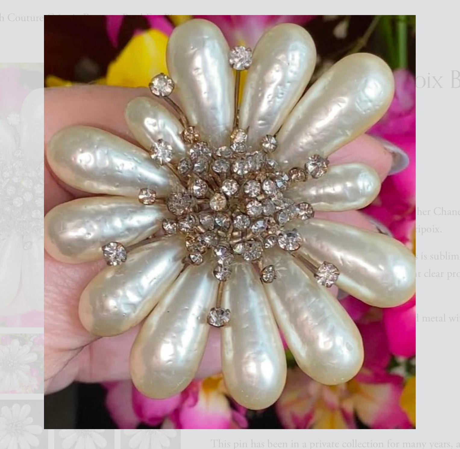 Chanel Costura Francesa Broche de perlas Gripoix en venta 2