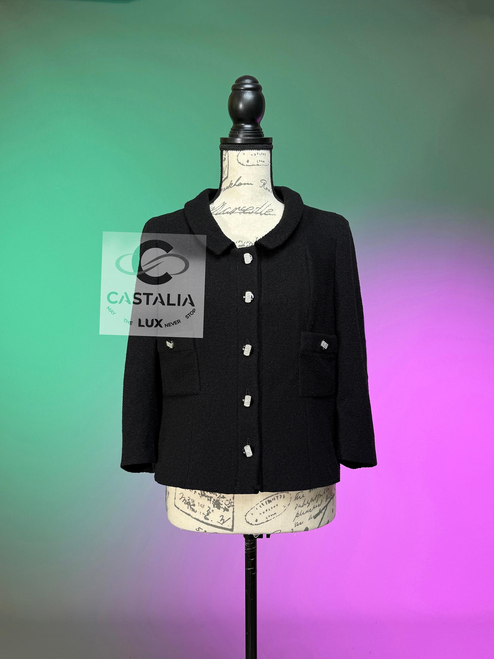 Chanel French Riviera Artisanal Giacca in tweed nero 40 FR in vendita 6