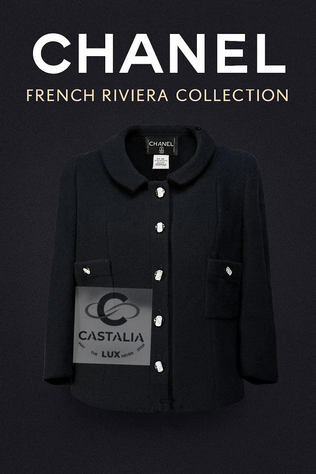 Chanel French Riviera Artisanal Giacca in tweed nero 40 FR In condizioni ottime in vendita a Dubai, AE