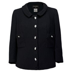 Chanel French Riviera Artisanal Black Tweed Jacket 40 FR
