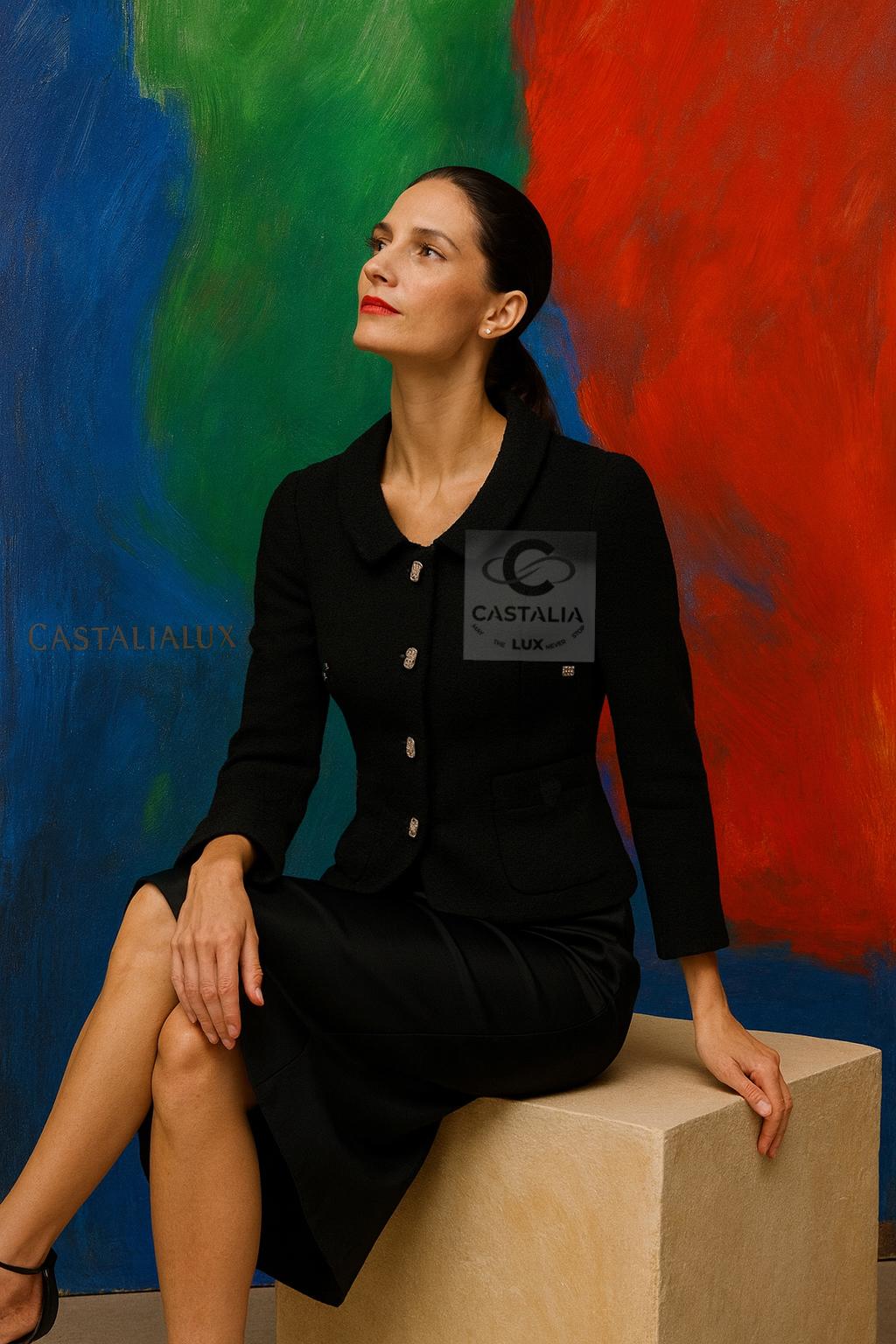 CHANEL Französisch Riviera Schwarz Tweed Jacke 40 FR im Angebot 6