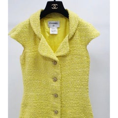 Chanel French Riviera Cruise 2012 Yellow Tweed Dress Sz.34