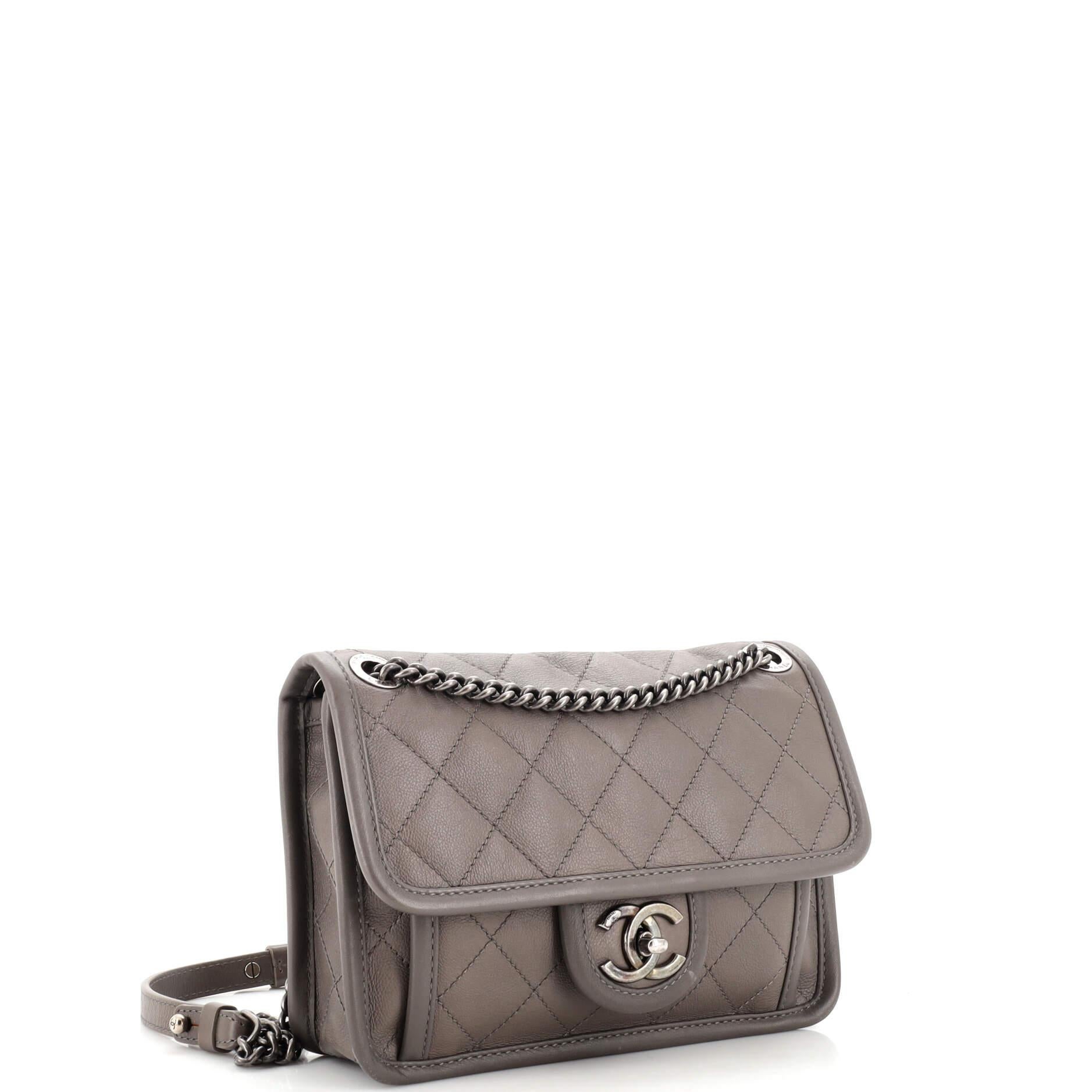 Chanel French Riviera Flap Bag Quilted Calfskin Mini In Good Condition In NY, NY