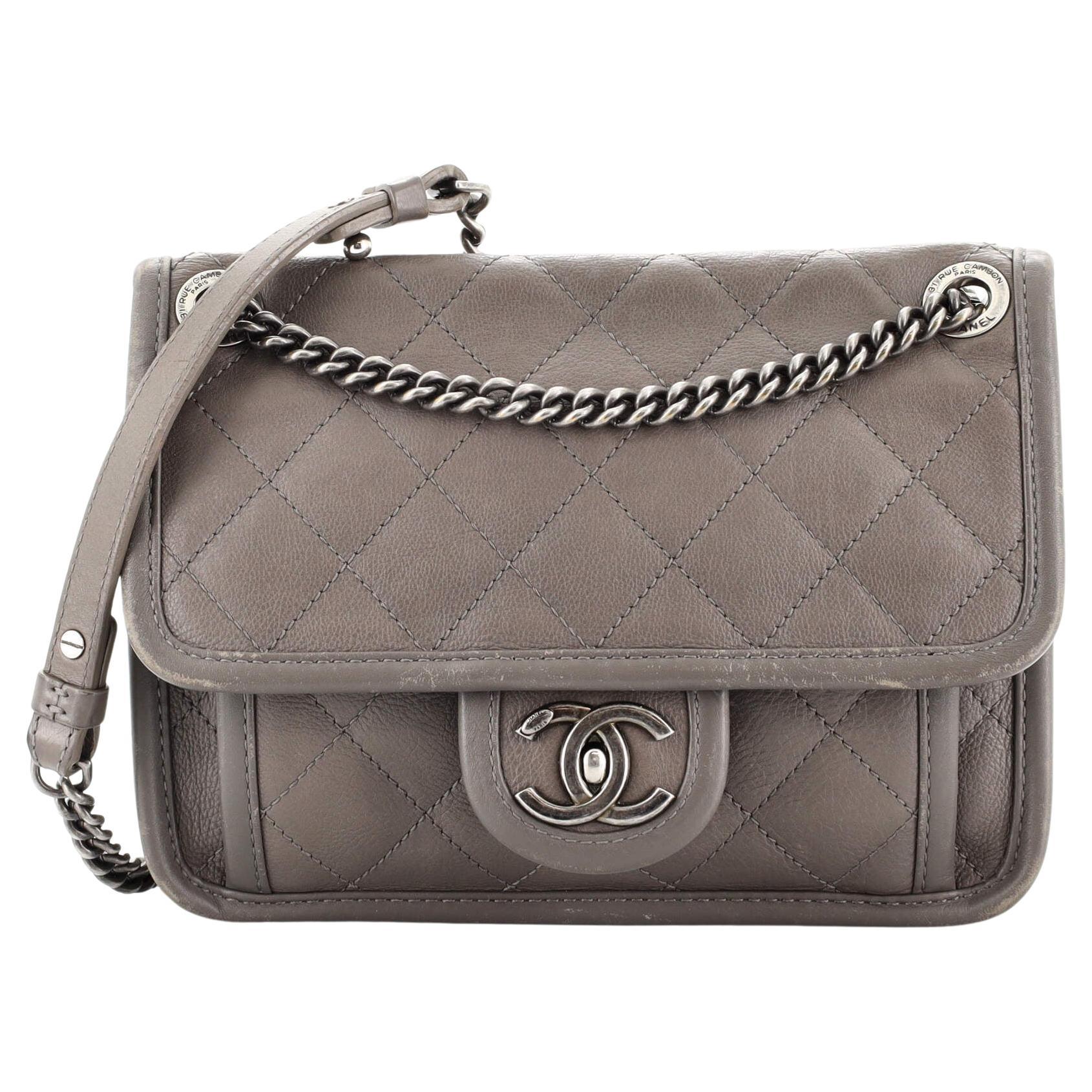 CHANEL Calfskin Quilted Mini French Riviera Flap Beige 716743