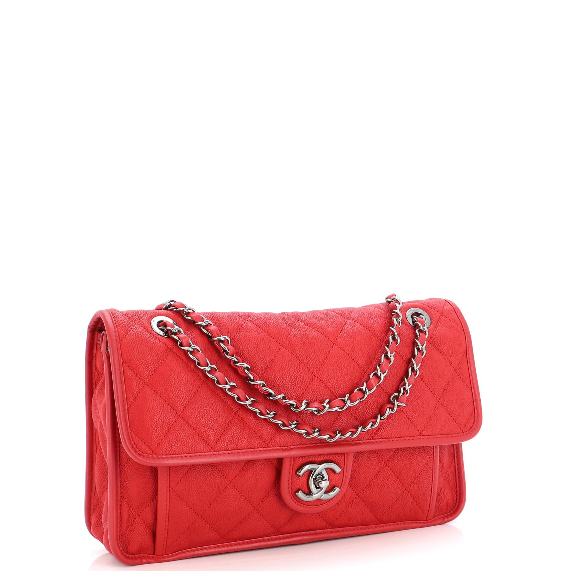 Chanel French Riviera Flap Bag Quilted Caviar Large In Good Condition In NY, NY
