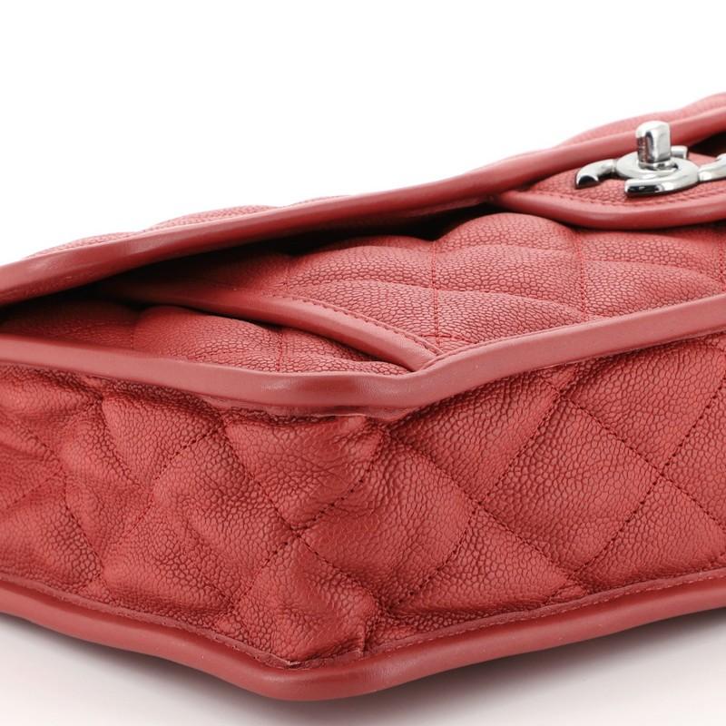 Red Chanel French Riviera Flap Bag Quilted Caviar Large