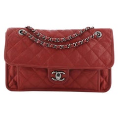 Chanel French Riviera Flap Bag Quilted Caviar Large