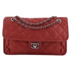 Chanel French Riviera Flap Bag Quilted Caviar Large