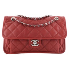 Chanel French Riviera Flap Bag Quilted Caviar Large