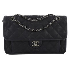 Chanel French Riviera Flap Bag Quilted Caviar Large