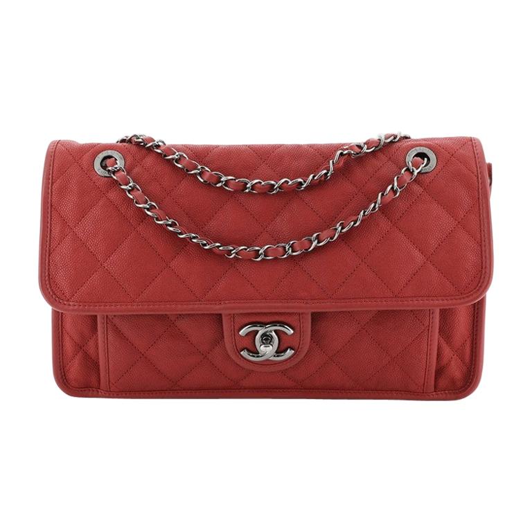 Chanel French Riviera Flap Bag Quilted Caviar Large at 1stDibs