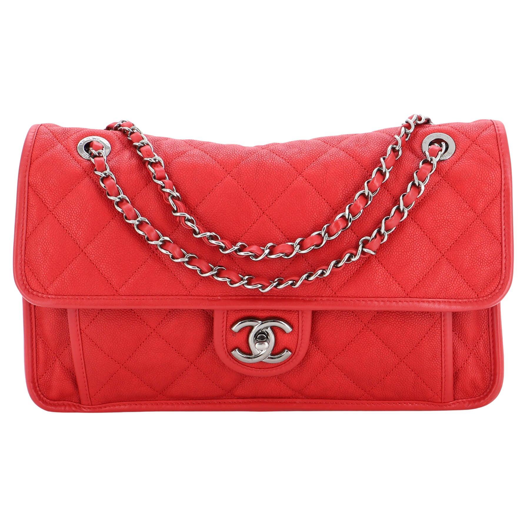 CHANEL Riviera Flap Large Quilted Caviar Leather Bag
