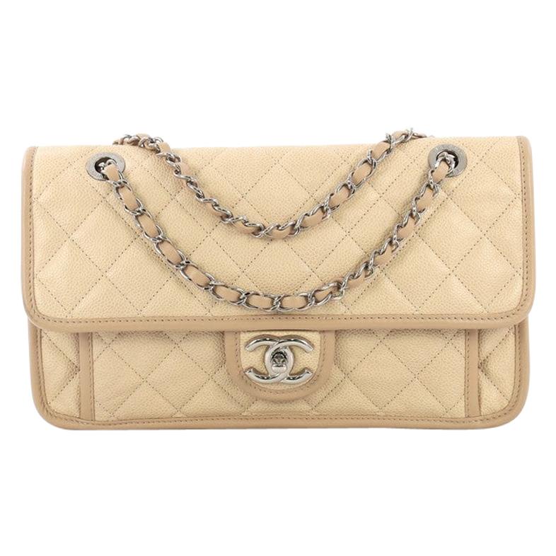 Chanel French Riviera Flap Bag Quilted Dark Beige