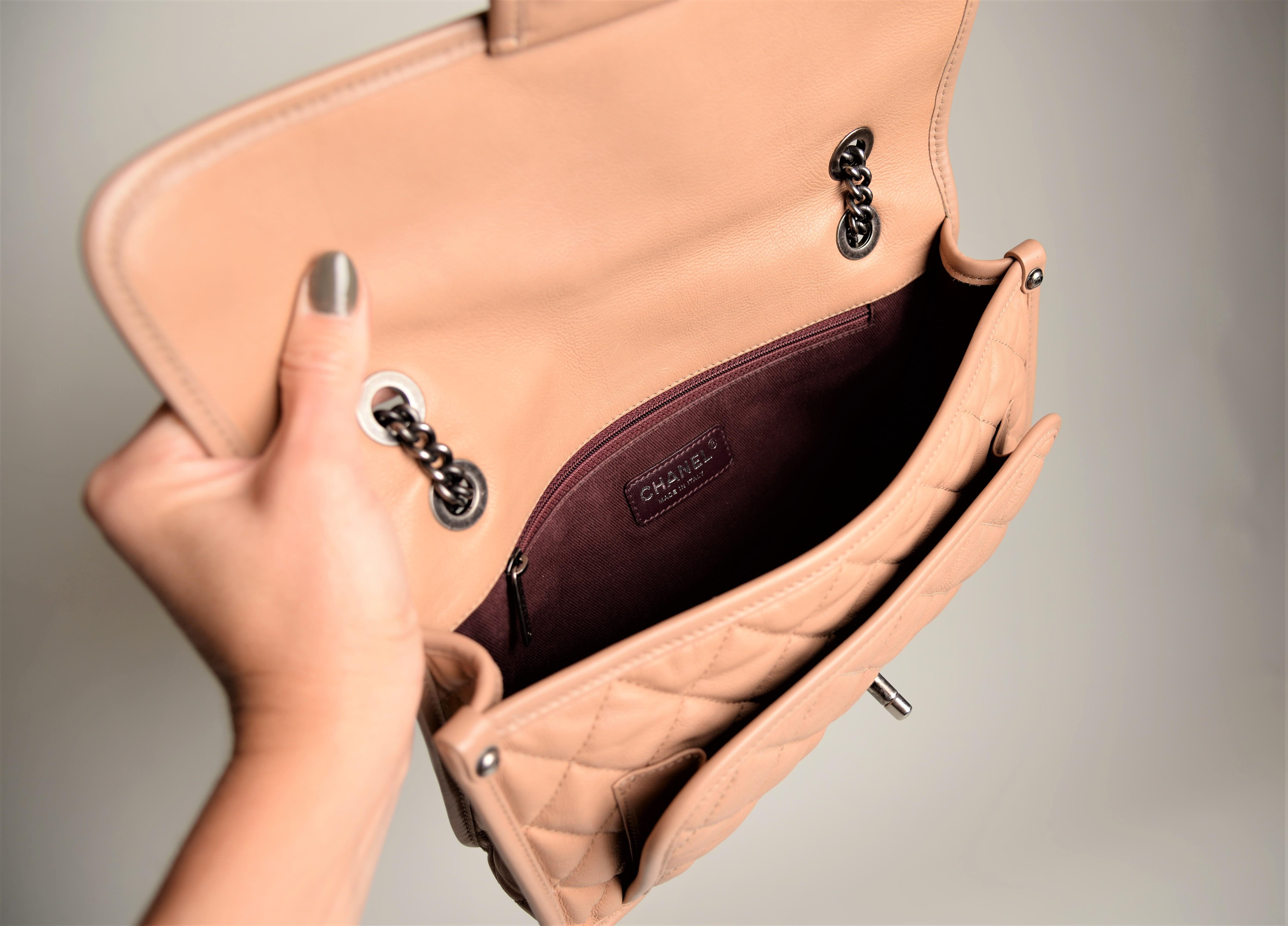 Chanel Französisch Riviera Klappe Tasche gesteppt dunkel Beige 6
