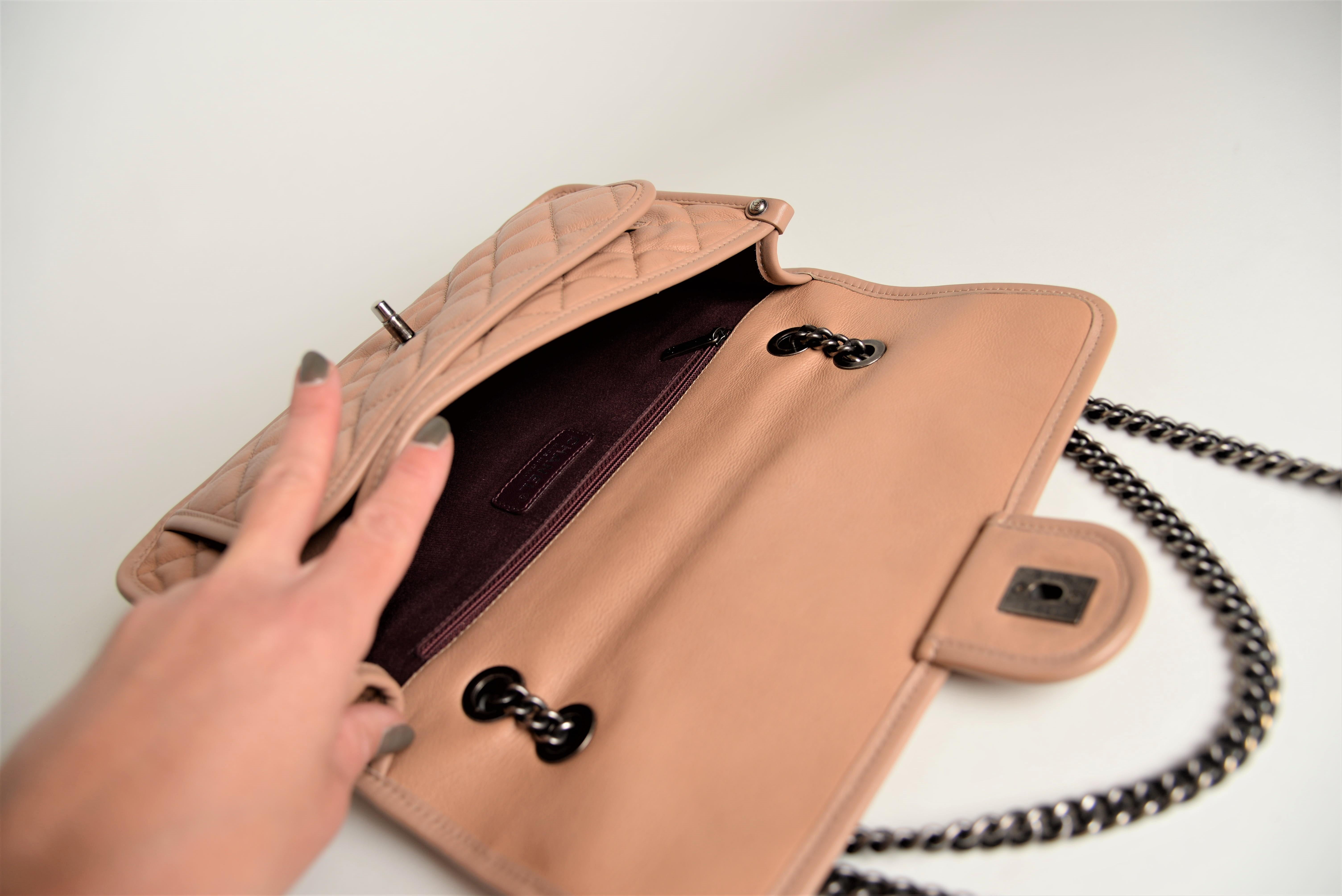 Chanel Französisch Riviera Klappe Tasche gesteppt dunkel Beige 7