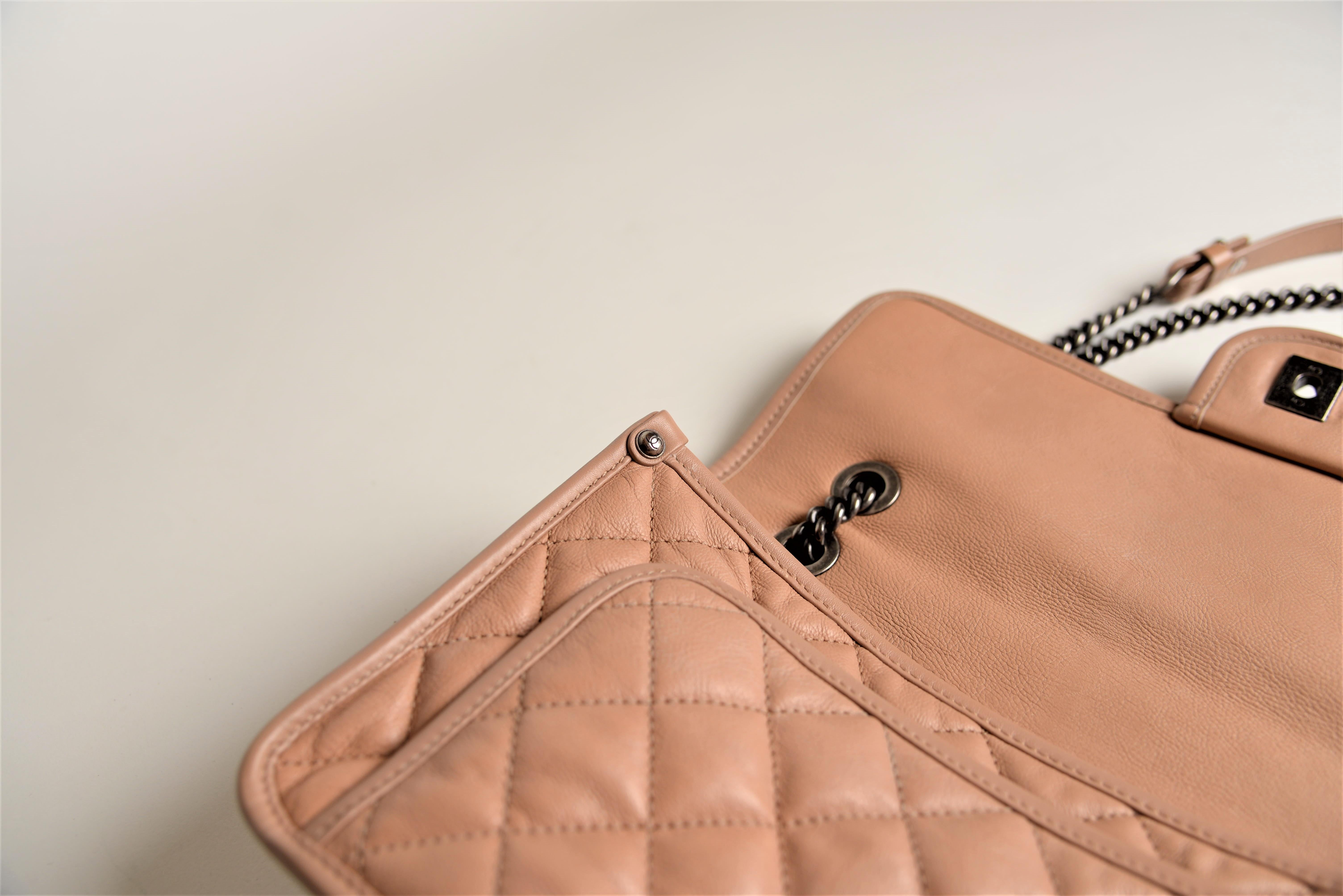 Chanel Französisch Riviera Klappe Tasche gesteppt dunkel Beige 9