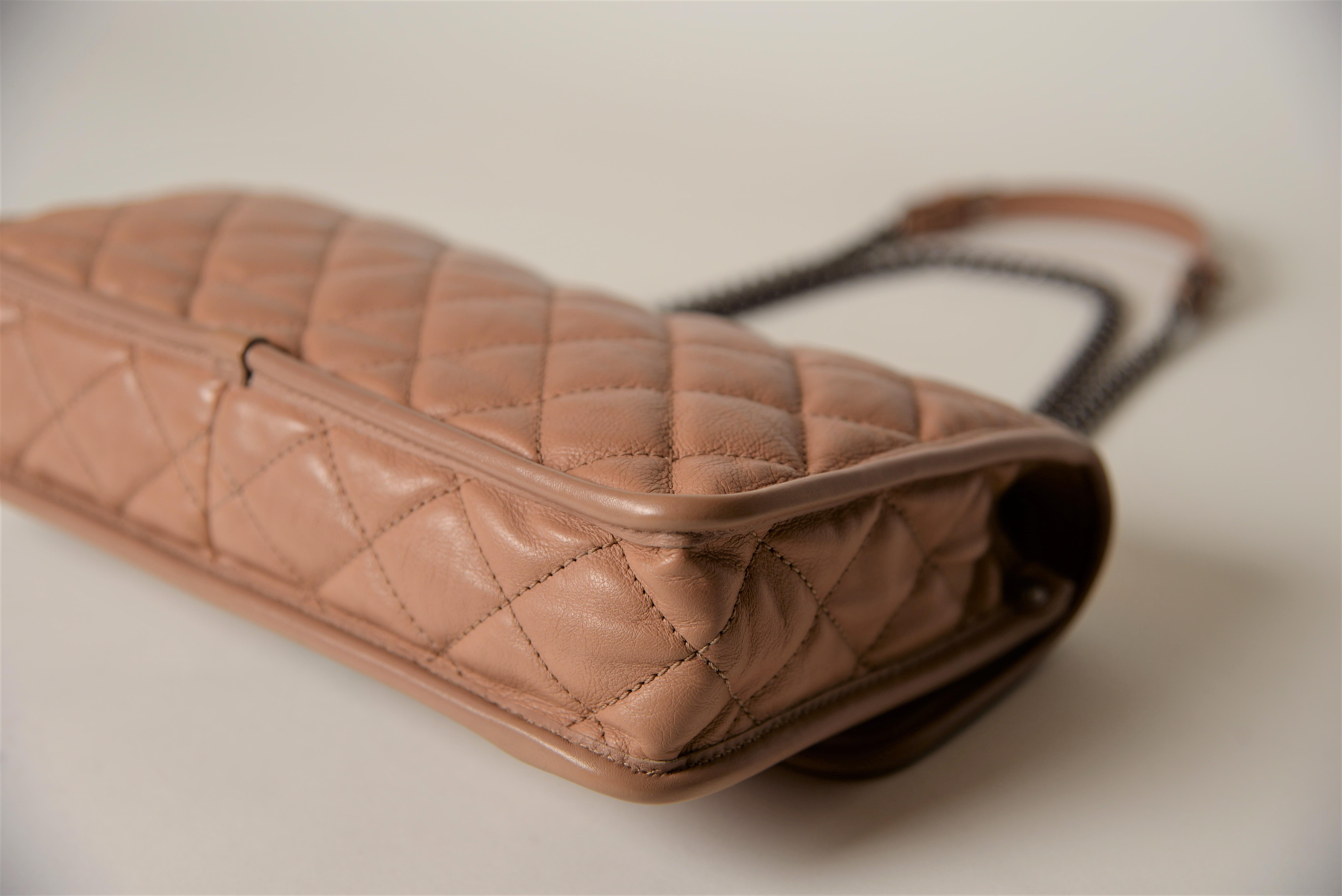 Chanel Französisch Riviera Klappe Tasche gesteppt dunkel Beige 2