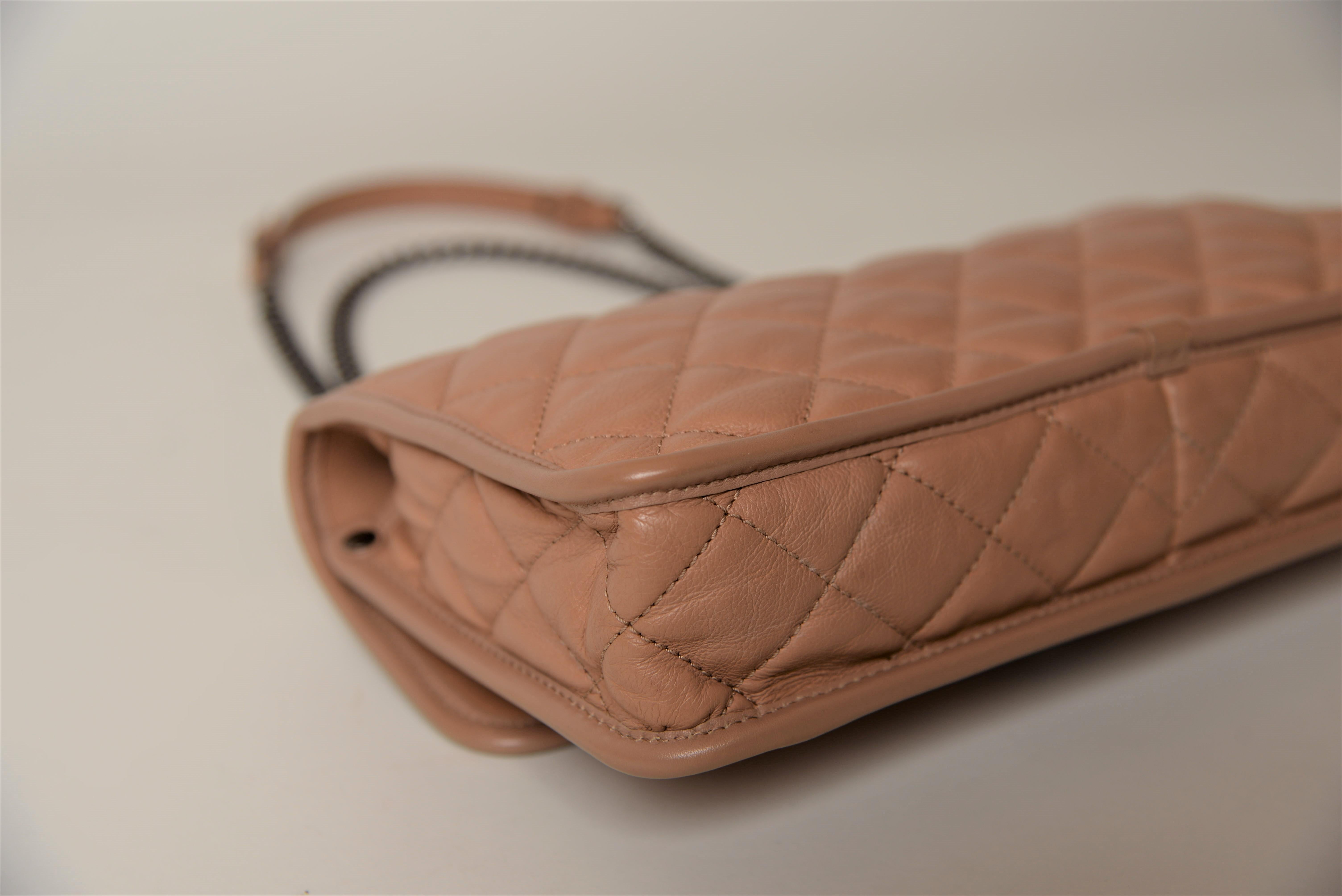Chanel Französisch Riviera Klappe Tasche gesteppt dunkel Beige 3
