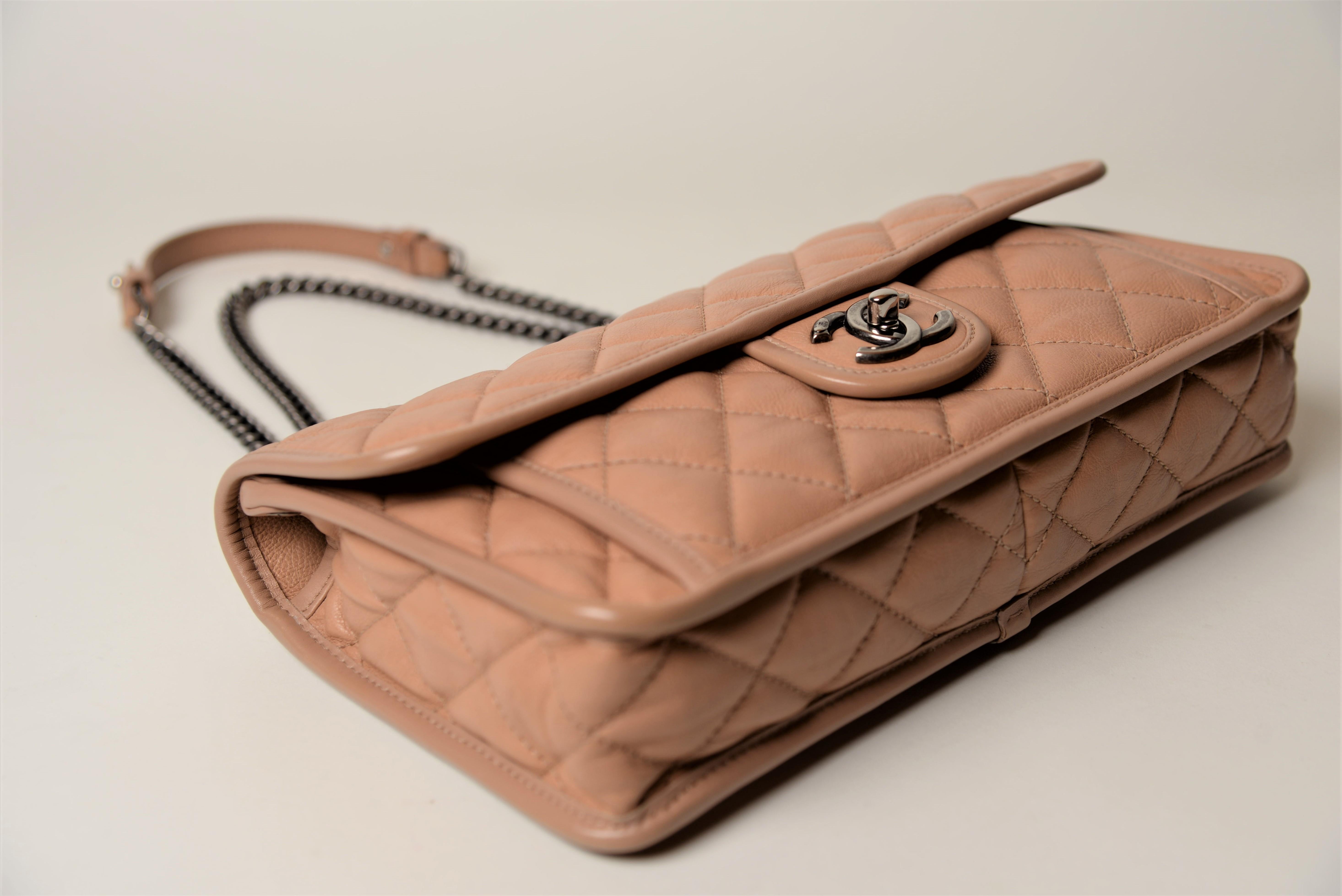 Chanel Französisch Riviera Klappe Tasche gesteppt dunkel Beige 4