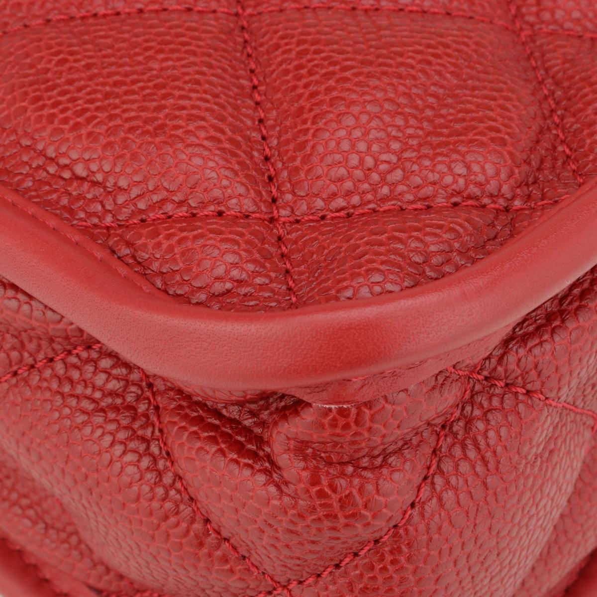 CHANEL French Riviera Flap Bag Red Caviar with Silver-Tone Hardware 2013 For Sale 6