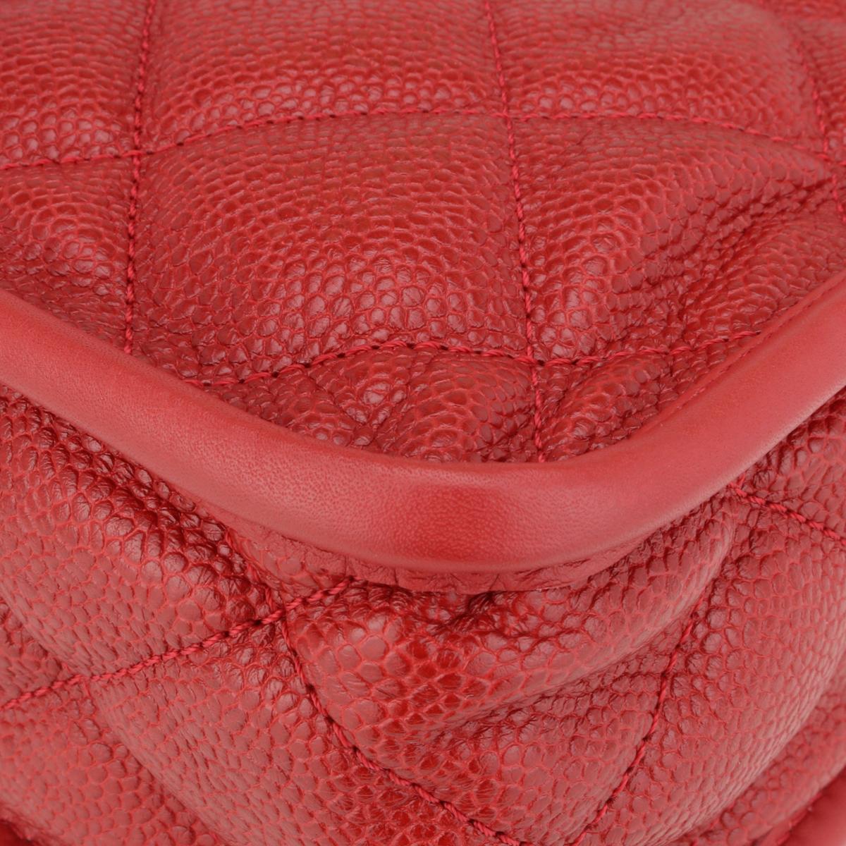 CHANEL French Riviera Flap Bag Red Caviar with Silver-Tone Hardware 2013 For Sale 7