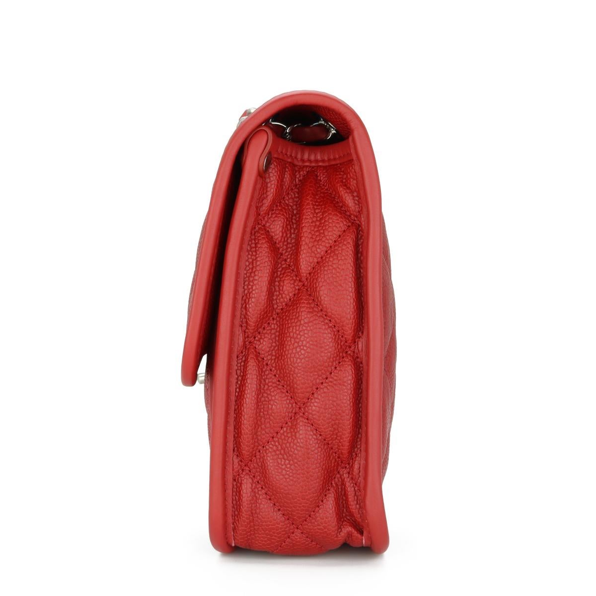 CHANEL French Riviera Flap Bag Red Caviar with Silver-Tone Hardware 2013 For Sale 1