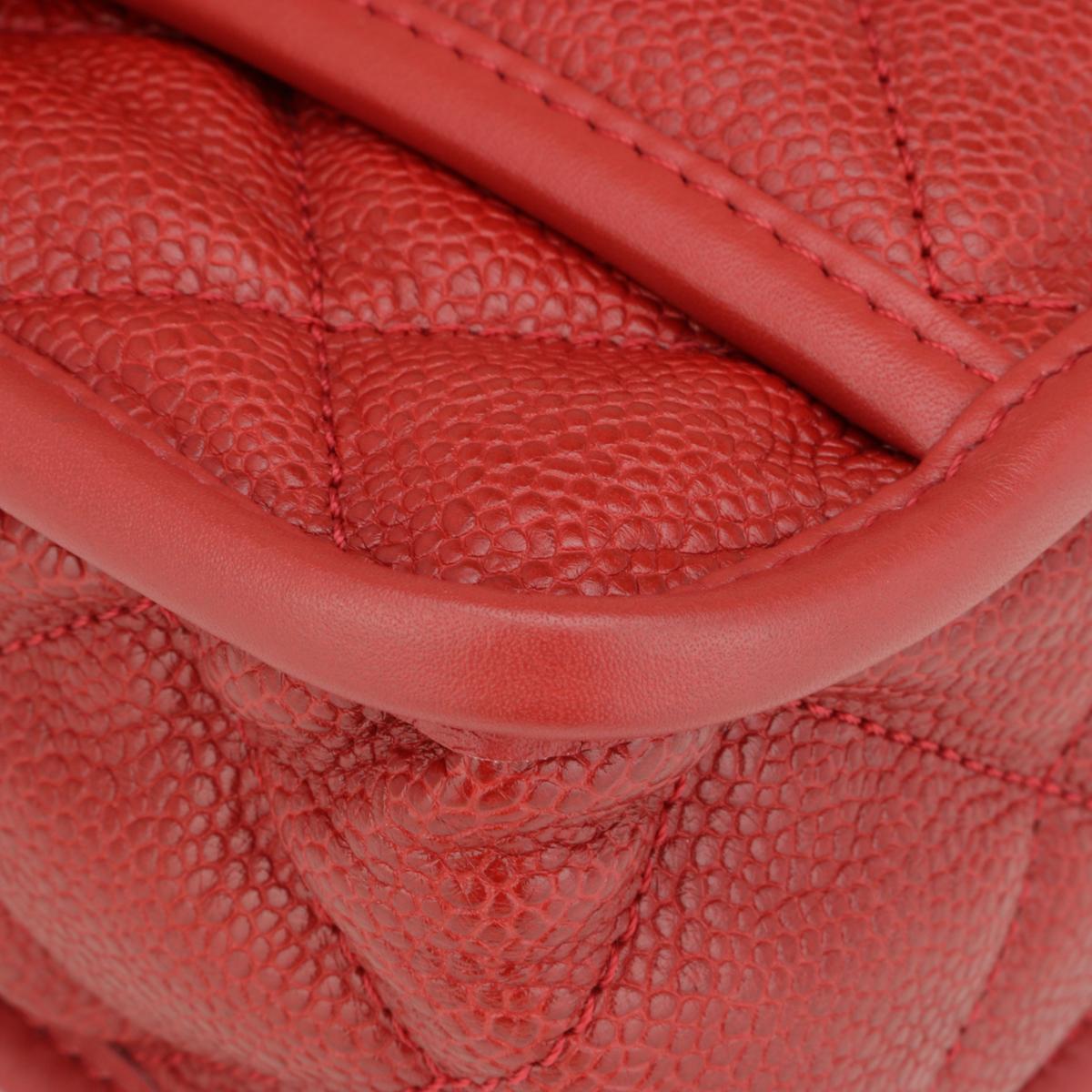 CHANEL French Riviera Flap Bag Red Caviar with Silver-Tone Hardware 2013 For Sale 4