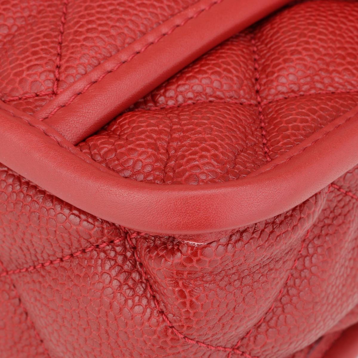 CHANEL French Riviera Flap Bag Red Caviar with Silver-Tone Hardware 2013 For Sale 5
