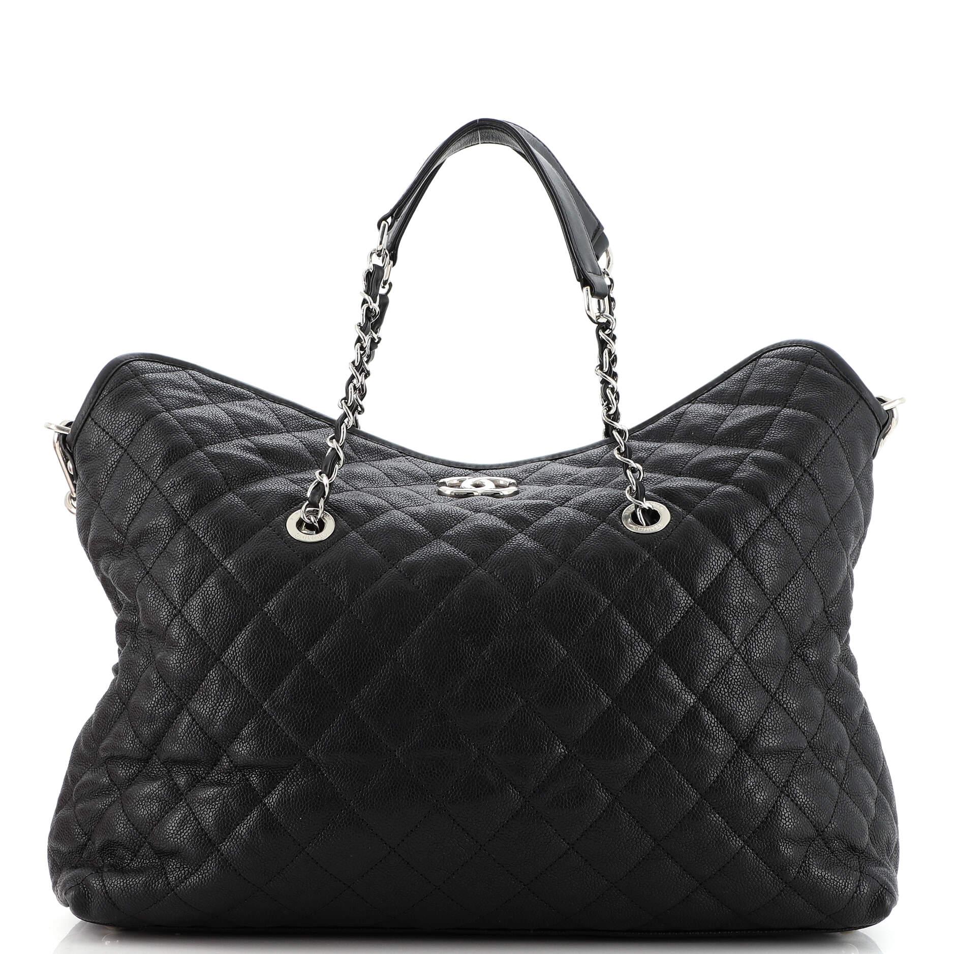 Chanel French Riviera Fold Tote Quilted Caviar Large In Good Condition In NY, NY