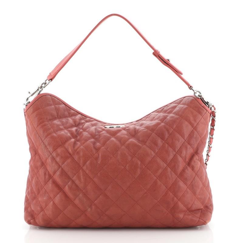Pink Chanel French Riviera Hobo Quilted Caviar Large