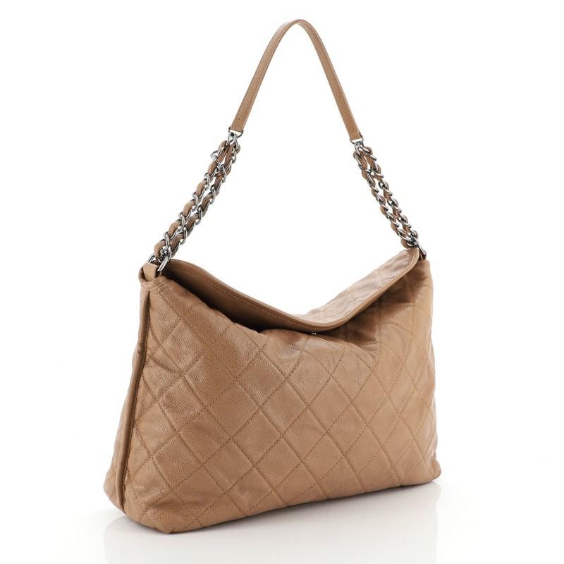 Brown Chanel French Riviera Hobo Quilted Caviar Large